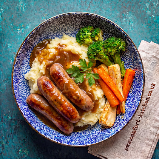 Sausage & Mash with Seasonal Veg & Gravy